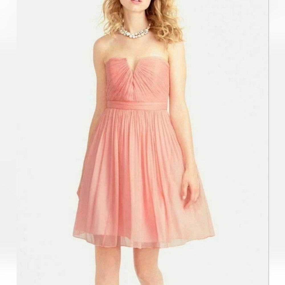 J.Crew Misty Rose Nadia Silk Strapless Dress. Size 2. New.
